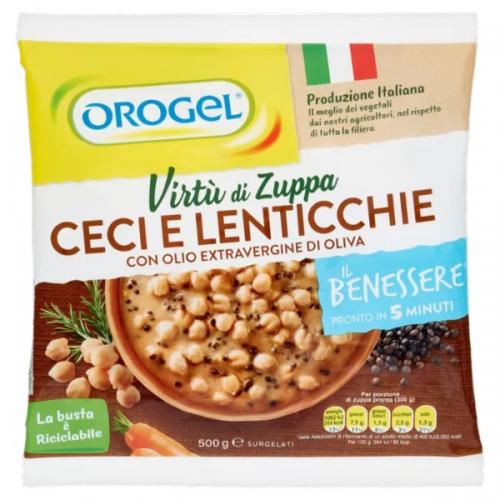 Orogel Il Benessere Virtù di Zuppa Ceci e Lenticchie con Olio Extravergine di Oliva Surgelati 500 g