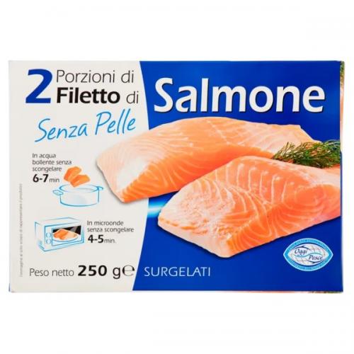 Oggi Pesce 2 Porzioni di Filetto di Salmone Senza Pelle Surgelati 250 g