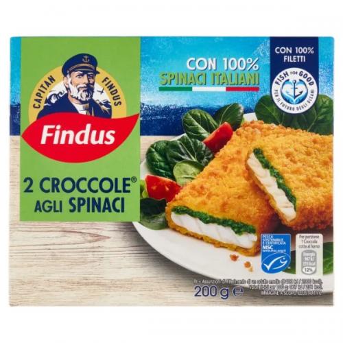 Capitan Findus 2 Croccole agli Spinaci con 100% Filetti di Merluzzo 200 g